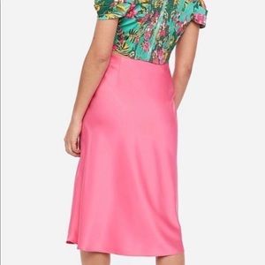 Express High Waisted Satin Midi Skirt